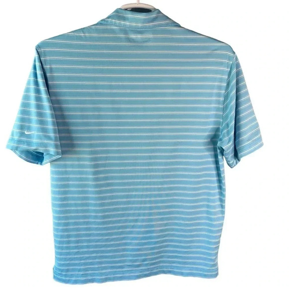 Nike Golf Fit Dry Men Size M Jersey Polo Golf Shirt Blue Stripes Short Sleeve - Picture 4 of 12